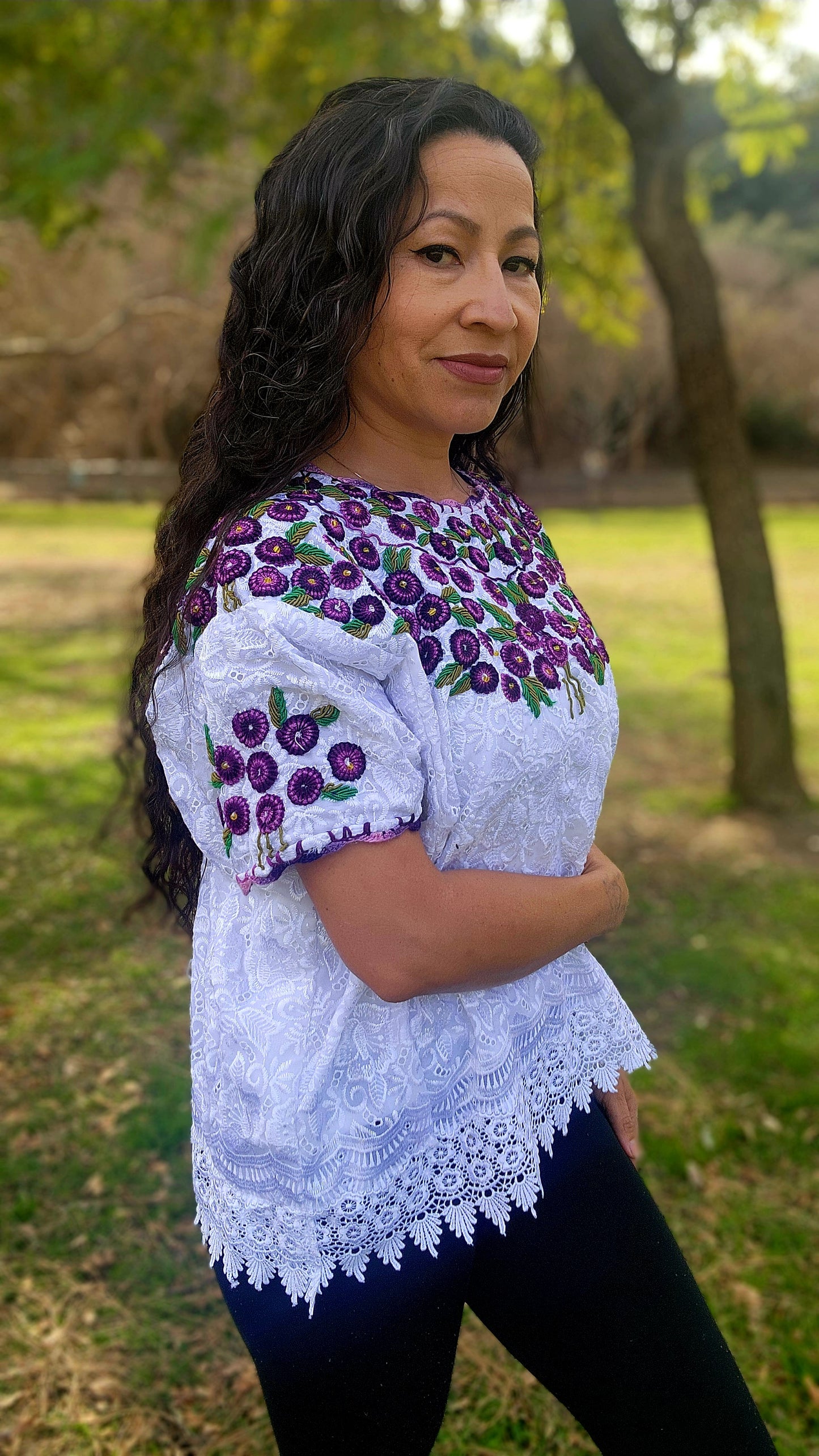 Purple flower blouse