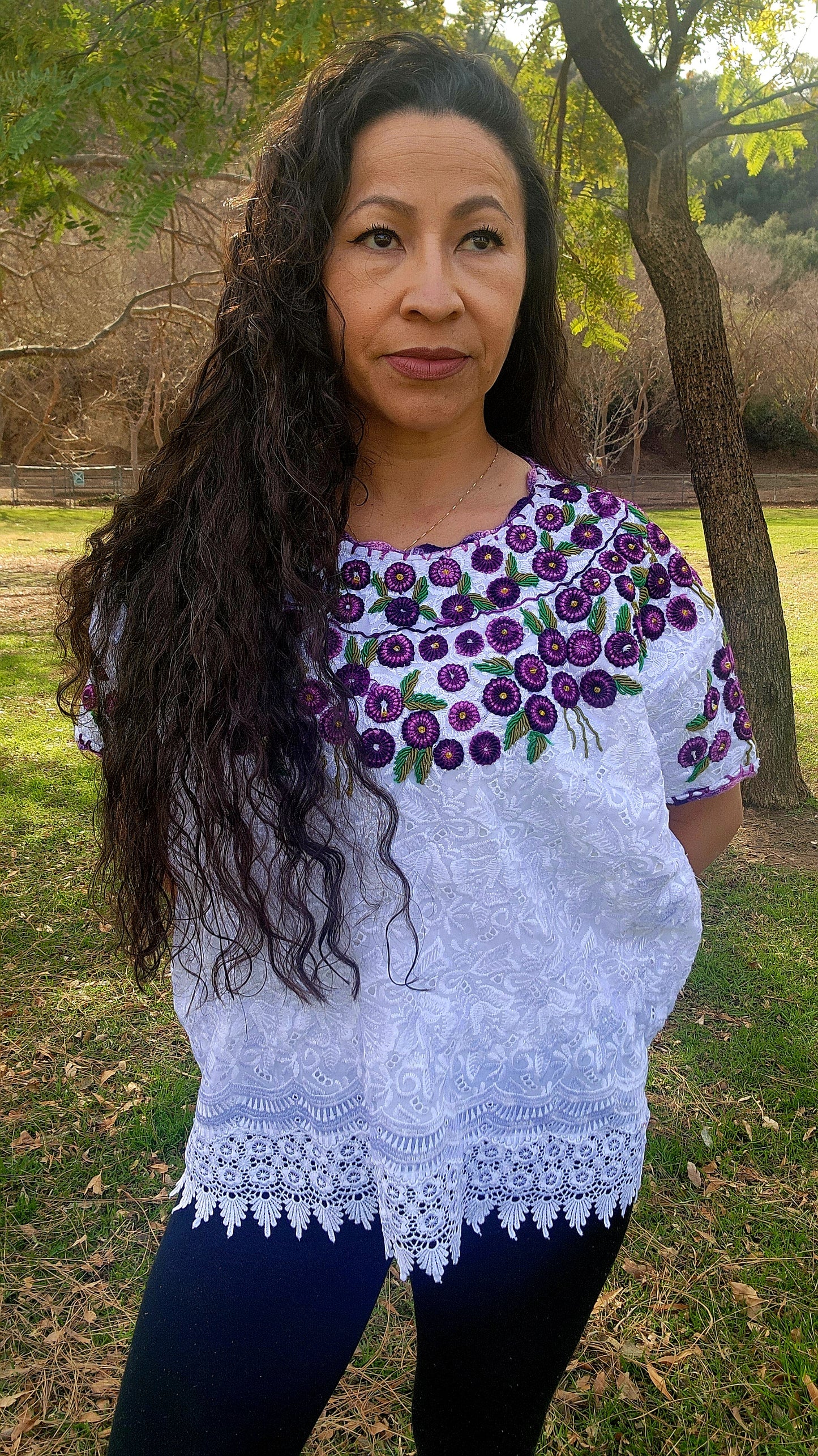 Purple flower blouse