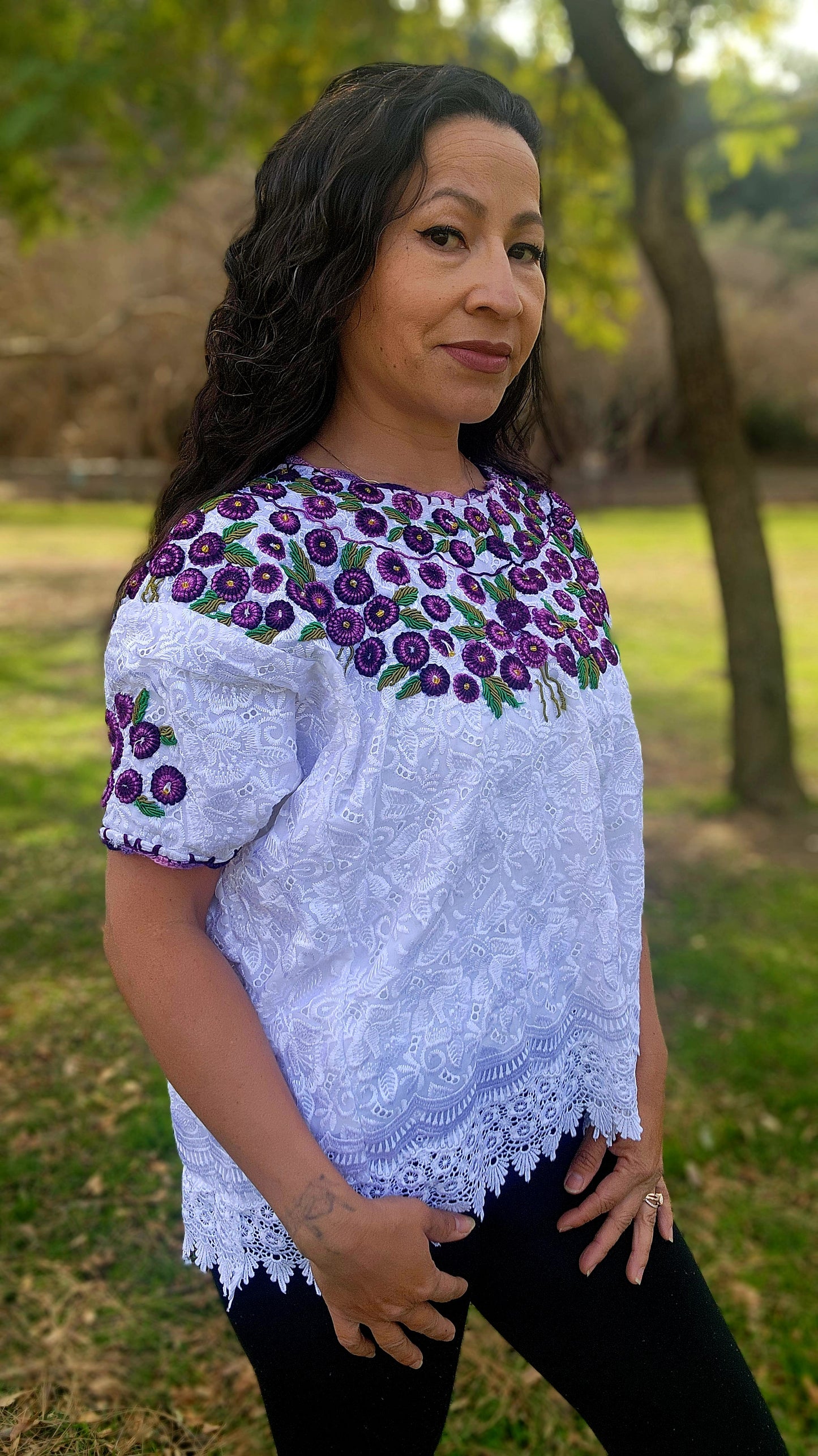 Purple flower blouse