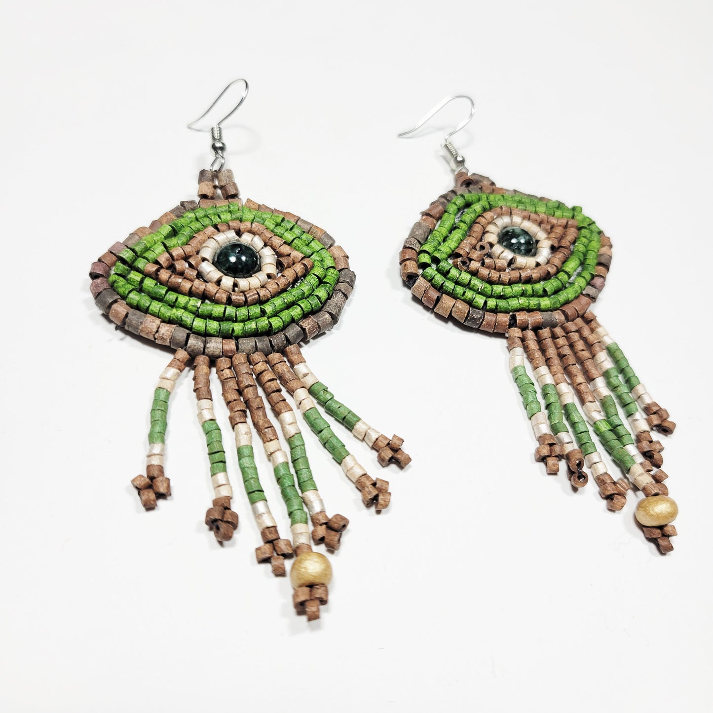 Mayan Eye Earrings - Brown/Green