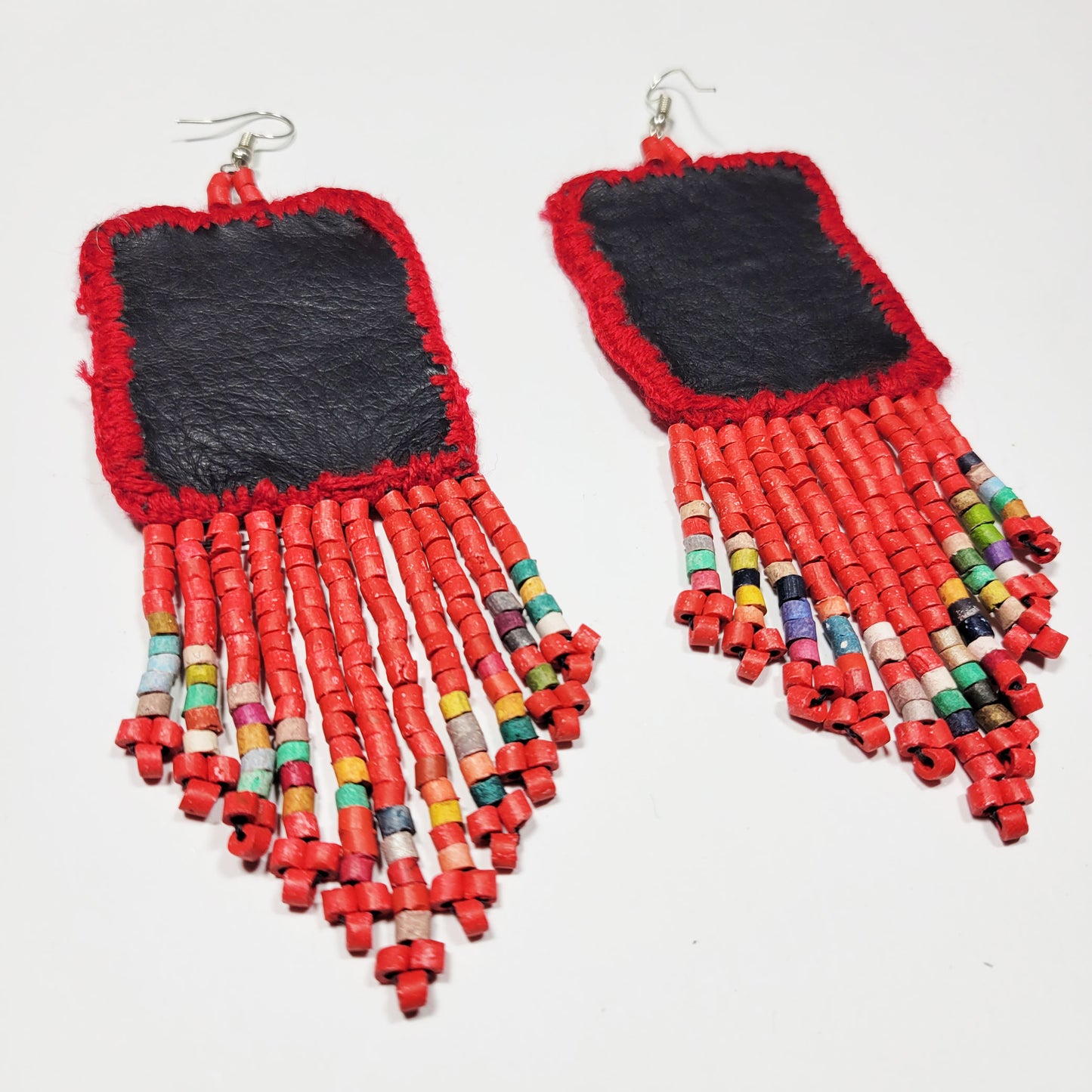 Mayan Square Earrings - Red