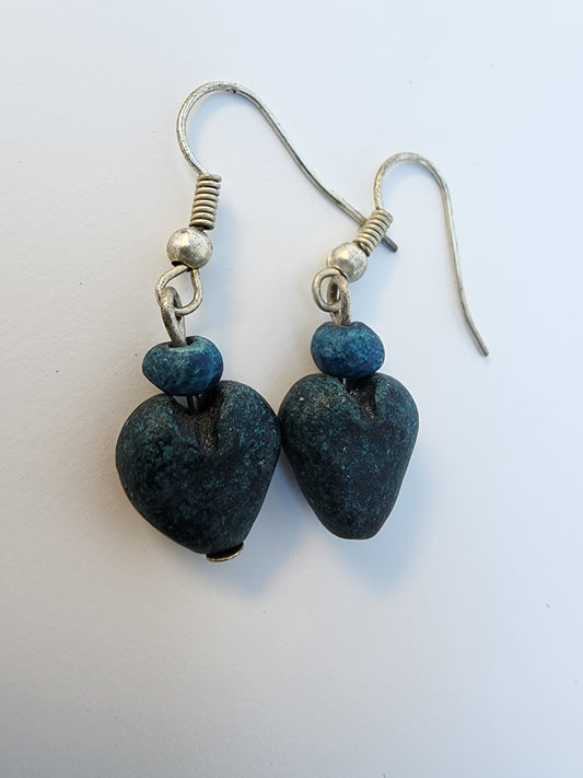 heart earrings - Blue