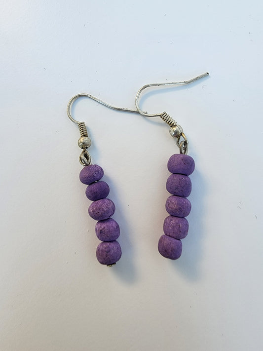 earrings - purple round